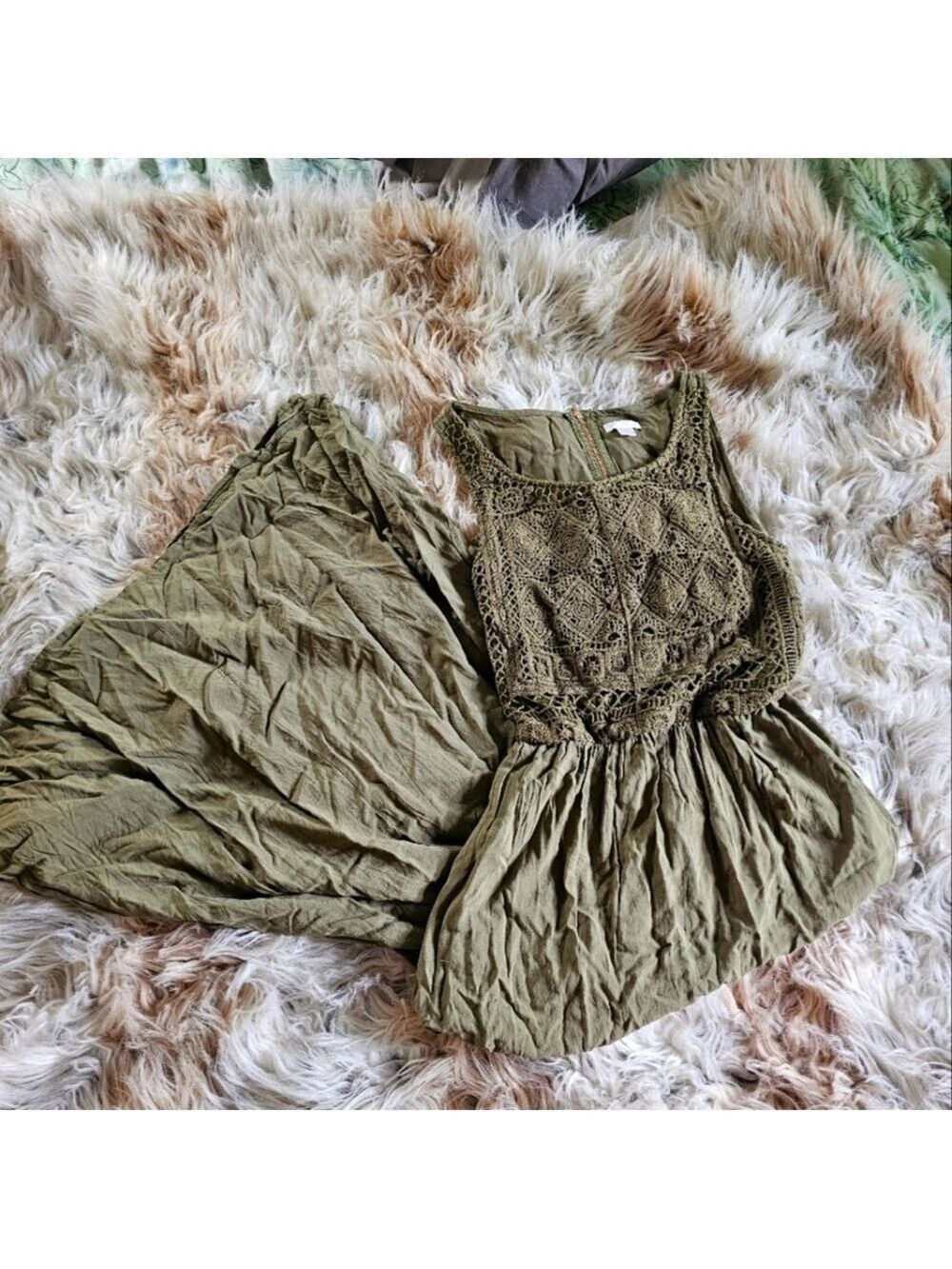 Olive Green Lace Maxi Dress